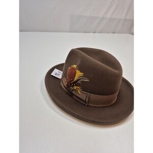 Biltmore Florence Hat Fedora Fitted Mens 6 3/4 Brown Felt Leather Lined Canada